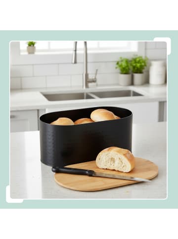 relaxdays Brotkasten in Schwarz - (B)34 x (H)15,5 x (T)18,5 cm