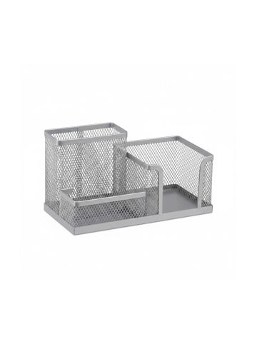 relaxdays Stiftehalter in Silber - (B)18,5 x (H)10 x (T)9,5 cm