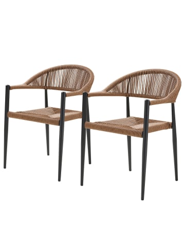 home24 Gartenstuhl Canari 2er-Set in Schwarz / Braun