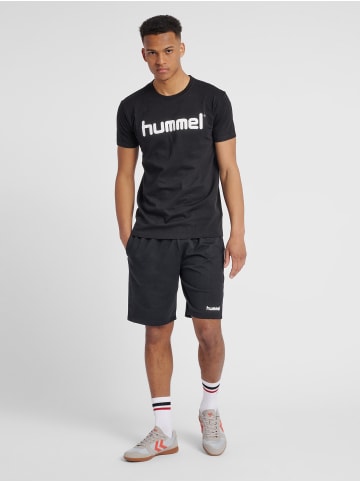 Hummel Logo T-Shirt Sport Kurzarm Rundhals Shirt aus Baumwolle HMLGO in Schwarz