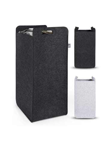 HENNEZ Wäschekorb Katy Filz 80l dunkelgrau grau