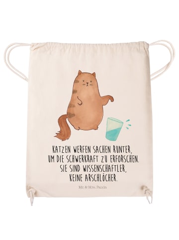 Mr. & Mrs. Panda Beutel Katze Wasserglas mit Spruch in Creme