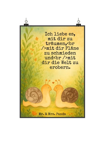 Mr. & Mrs. Panda Bild Schnecken Liebe Design mit Spruch in Weiß