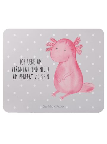 Mr. & Mrs. Panda Mouse Pad Axolotl Niedlich mit Spruch in Grau Pastell
