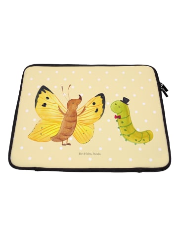 Mr. & Mrs. Panda Laptop Sleeve Raupe Schmetterling ohne Spruch in Gelb Pastell