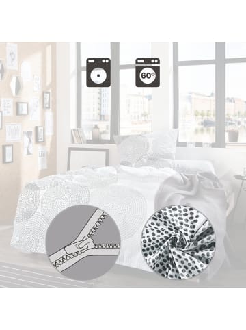 REDBEST Renforcé Bettwäsche Sparpaket 4-teilig in anthrazit-weiß