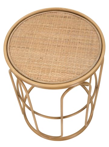 Mauro Ferretti Runder Tisch aus Eisen und braunem Holz, Ø 40 x 55 cm