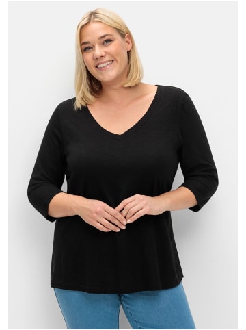 sheego 3/4-Arm-Shirt in schwarz