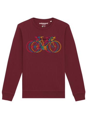 wat? Apparel Sweatshirt Fahrräder in Weinrot