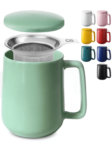 Cosumy Teetasse mit Sieb und Deckel - Keramik - Hält Lange warm