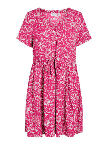 Vila Mini Blumen Kleid Sommer Kurzarm Dress VVILISE in Pink