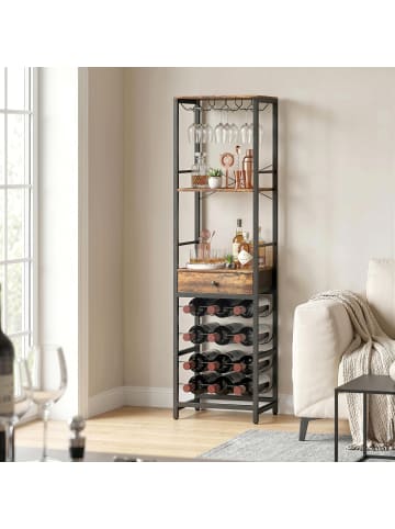 HOMCOM Weinregal-40L x 30B x 148H cm-Rustikal-Braun
