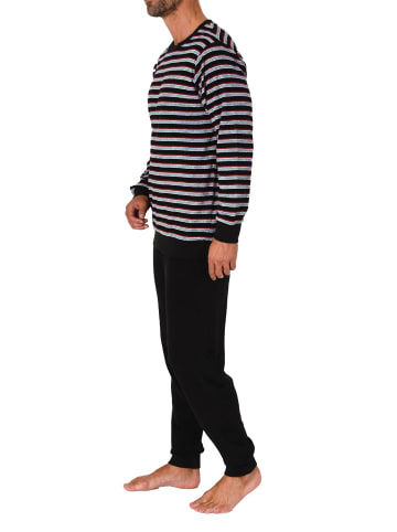 NORMANN langarm Frottee Schlafanzug Pyjama Bündchen - 82246 in schwarz