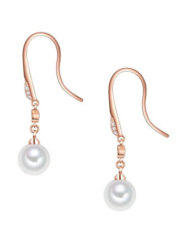 Lulu & Jane Perlen-Ohrhänger Messing Glas Muschelkernperle in roségold