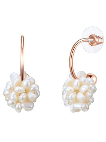 Lulu & Jane Perlen-Creolen Messing Süßwasser-Zuchtperle in roségold