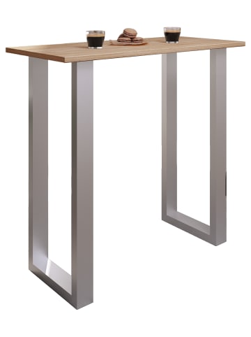 VCM  Holz Bartisch Stehtisch Tisch Tresen Xona 110x50 in Silber / Sonoma-Eiche