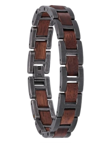 Holzkern Herren-Armband Edelstahl mit Holz Acoustic Walnuss/Silberfarben