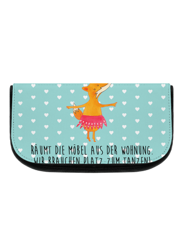 Mr. & Mrs. Panda Kulturbeutel Fuchs Ballerina mit Spruch in Türkis Pastell