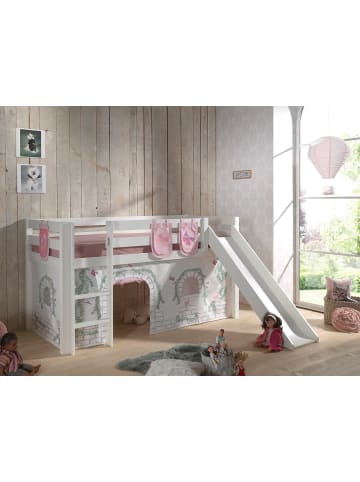 58 aufm Kessel KINDERBETT mit Rutsche Karolina Massivholz Weiß Textilset Burg 3