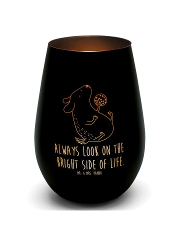 Mr. & Mrs. Panda Teelichthalter Glas Hund Keks mit Spruch in Schwarz