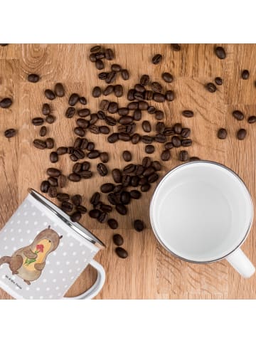 Mr. & Mrs. Panda Kaffeetasse Otter Blumenstrauß ohne Spruch in Grau Pastell