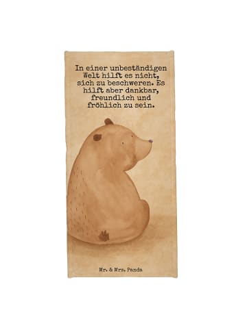 Mr. & Mrs. Panda Badehandtuch Bär Schulterblick Design mit Spruch in Blau Pastell