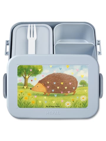 Mr. & Mrs. Panda Lunchbox Igel Herzen Design ohne Spruch in Blau Pastell