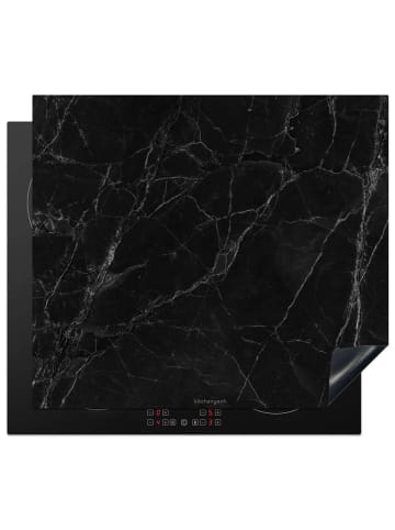 KitchenYeah Herdabdeckplatte Marmor schwarz weiß