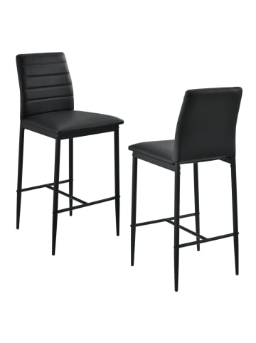 en.casa 2er-Set Barstuhl Lidköping in Schwarz (H)96cm (B)43cm (T)47cm