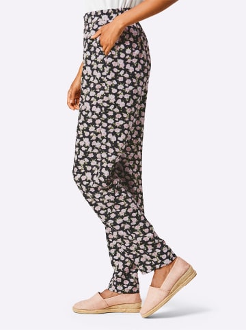 creation L Schlupfhose in schwarz-hellrosé-bedruckt