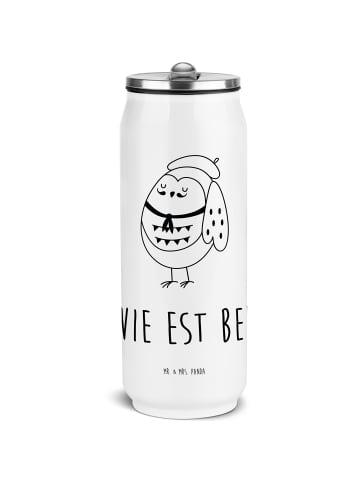 Mr. & Mrs. Panda Thermoflasche Eule Frankreich mit Spruch in Weiß