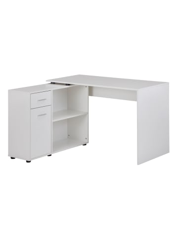 KADIMA DESIGN Schreibtisch mit Regal-Platte, integriertes Regal, drehbares Design in Weiß