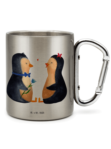 Mr. & Mrs. Panda Edelstahltasse Pinguin Pärchen ohne Spruch in Silber