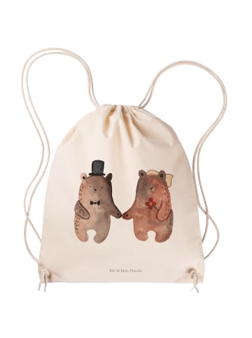 Mr. & Mrs. Panda Jutebeutel Bär Heirat ohne Spruch in Creme
