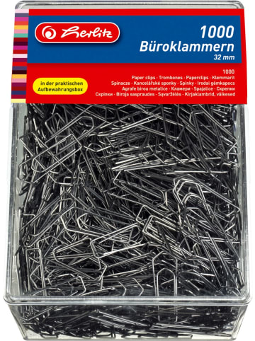 Herlitz Büroklammern 32mm verzinkt Packung mit 1000 Stück