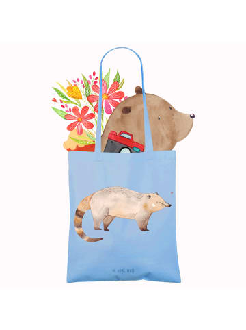 Mr. & Mrs. Panda Tote Bag Nasenbär ohne Spruch in Sky Blue