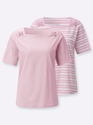 WITT WEIDEN Shirt-Set in rosé + rosé-weiß-geringelt
