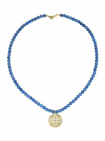 Gemshine Kette mit Anhänger MEDAILLE - JADE BLAU in gold coloured