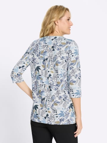 Sieh an! Longshirt in taubenblau-ecru-bedruckt