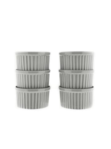 Almina Almina 6 Teiliger Muffinform-Set Schale aus Porzellan Rund in Grau