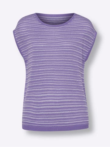 Sieh an! Ajour-Pullover in lavendel-weiß-gemustert