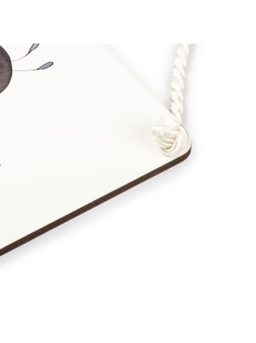 Mr. & Mrs. Panda Holzschild Hummel flauschig mit Spruch in Weiß