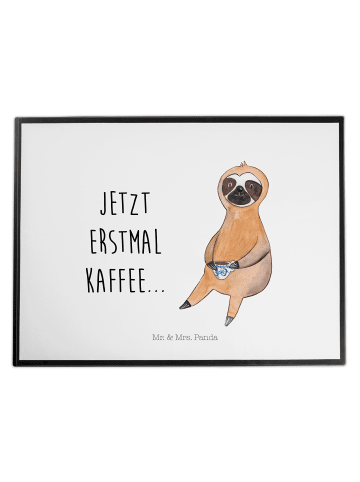 Mr. & Mrs. Panda Schreibtischauflage Faultier Kaffee mit Spruch in Weiß