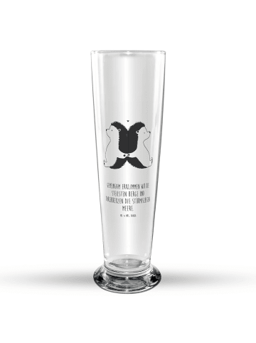 Mr. & Mrs. Panda Bierglas Igel händchenhaltend mit Spruch in Transparent