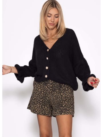 SASSYCLASSY Cardigan mit 3/4-Ärmeln in Schwarz