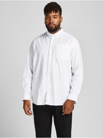 Jack & Jones Einfarbiges Plus Size Hemd Übergrößen Business Shirt JJEOXFORD in Weiß