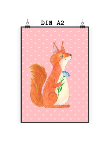 Mr. & Mrs. Panda Bild Eichhörnchen Blume ohne Spruch in Rot Pastell