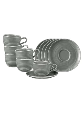 Seltmann Weiden 6er Set Kaffeetassen mit Untertassen Terra in Perlgrau 260 ml