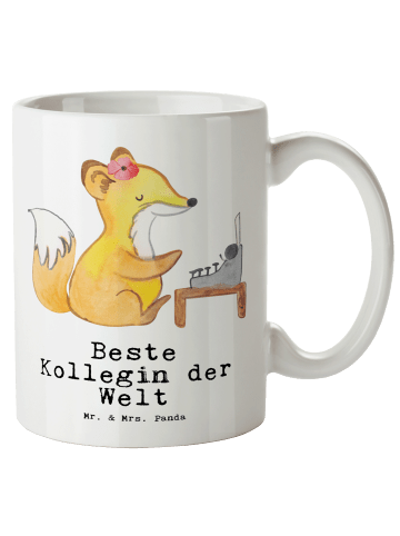 Mr. & Mrs. Panda Kaffeetasse Fuchs Beste Kollegin der Welt mit S... in Weiß