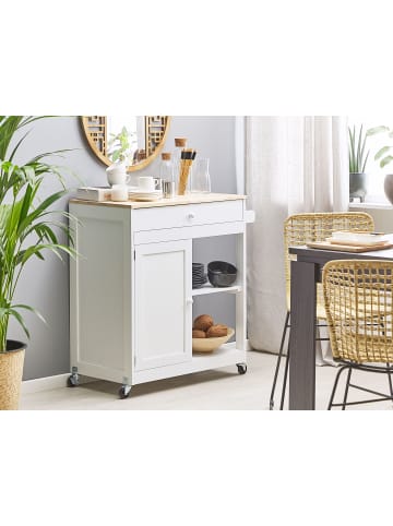 Beliani Servierwagen TRAPANI in Weiß/Braun - (W) 75 x (H) 87 x (L) 44 cm